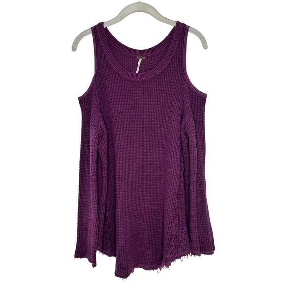 Free People Purple "Sunrise" Cold Shoulder Sweater Size Medium - Picture 1 of 7